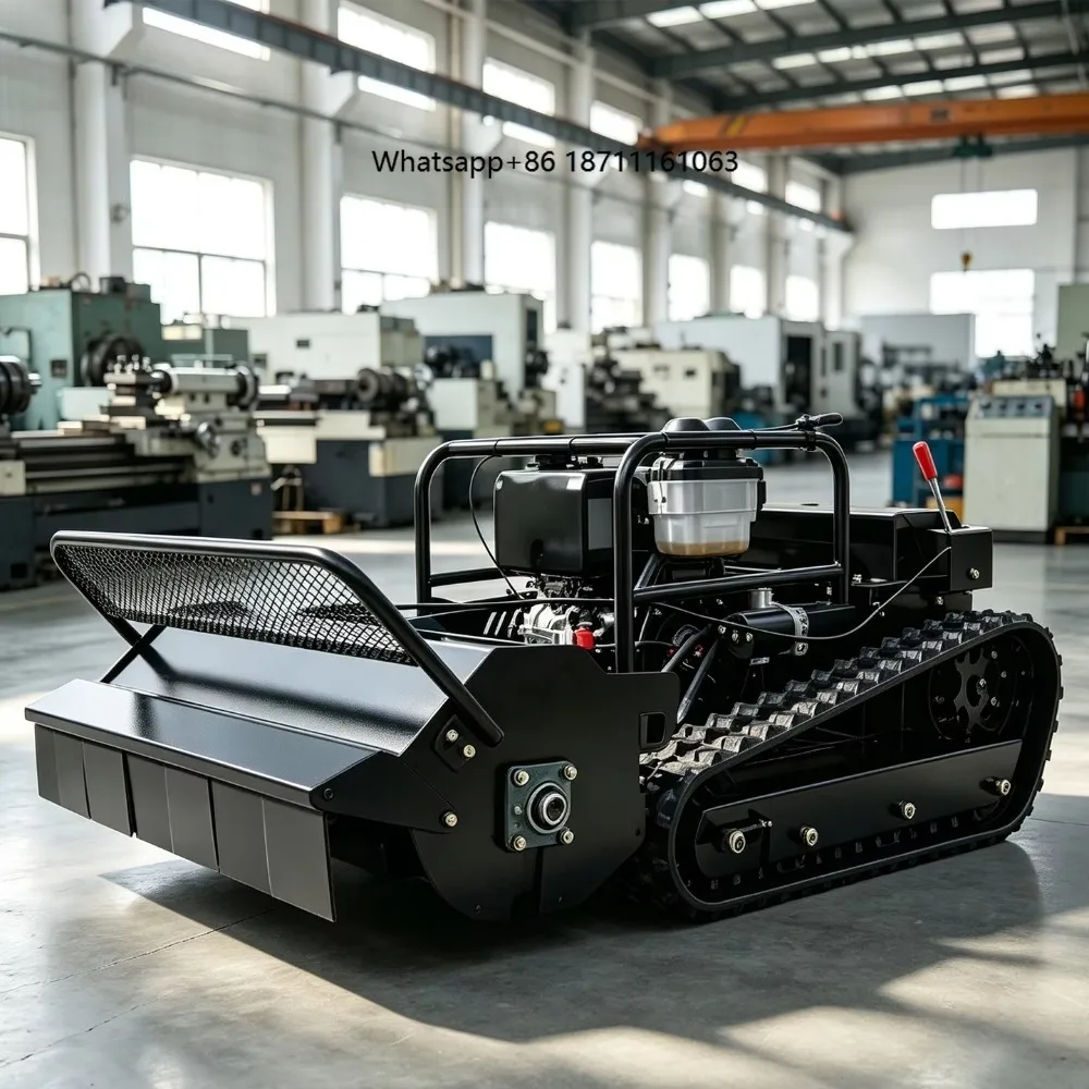 Remote Controlled Intelligent Lawn Mower, Tracked Lawn Mower with a Width of 800mm, 1000mm Flail Mower