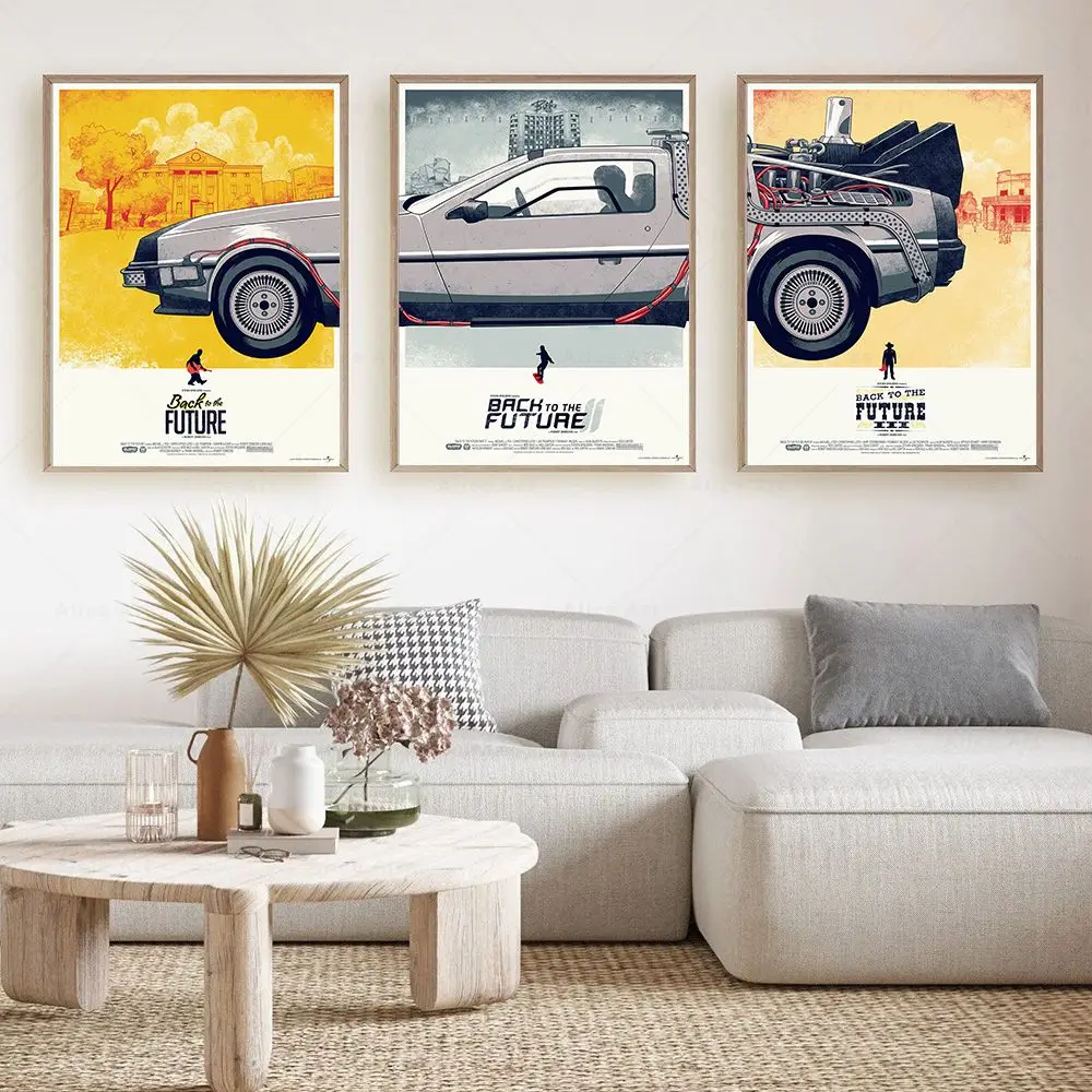 

Classic Movie Back To The Future Wall Art Canvas Painting Retro Vintage Car Poster Wall Picture For Living Room Bar Decoration