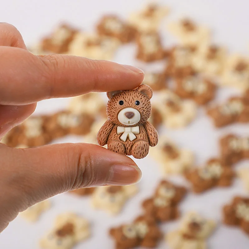 10/30/50 Stück Harz-Teddybär-Cabochons, flache Rückseite, DIY Scrapbooking, Bastelbedarf, Handy-Deko, Zubehör, Geburtstag, Party, Weihnachten, DIY-Geschenk – Detail 9