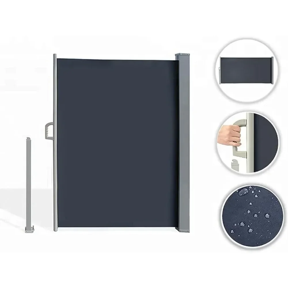 

y 138" X 71" Retractable Side Awning,Waterproof & UV-Resistant, Folding Privacy Screen Room Divider Roll Up Balcony（Grey）