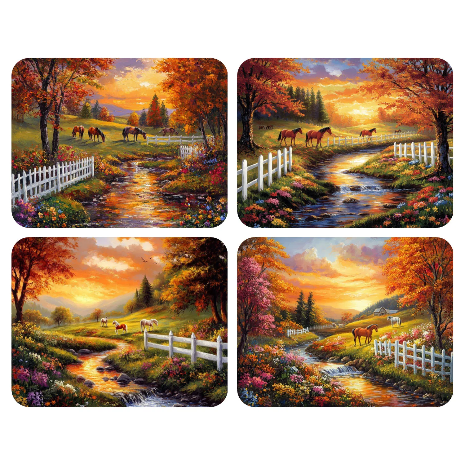 

Hand Paint Horse grazing by the stream Painting By Numbers Kit DIY Acrylic Artwork Canvas Art Gift Home