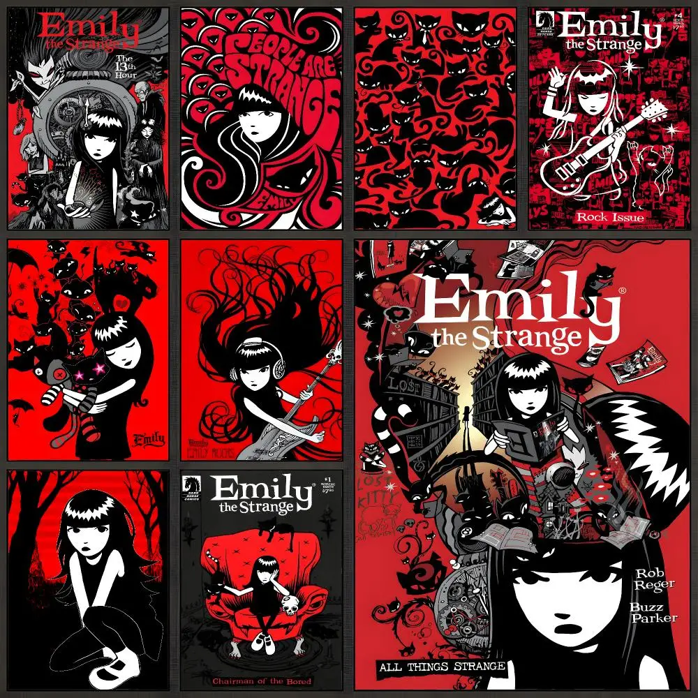 Character Emily The Strange Gothic Girl Poster Peel And Stick Wall Art PP Waterproof HD Bedroom Living Room Home Decor Gift