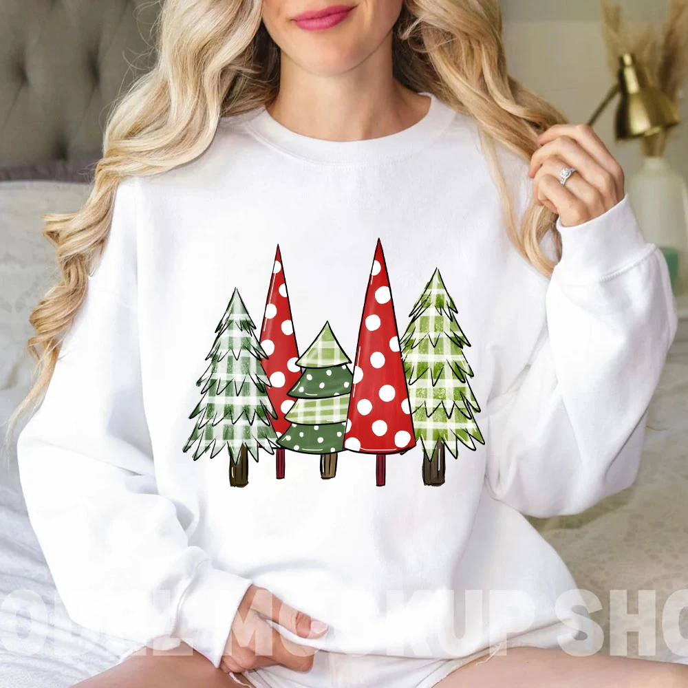 Christmas Five Tree Women Clothes Tee Winter Hoodie for Womens Green and Red Christmas Tree Women Clothing Cute Women's Clothing