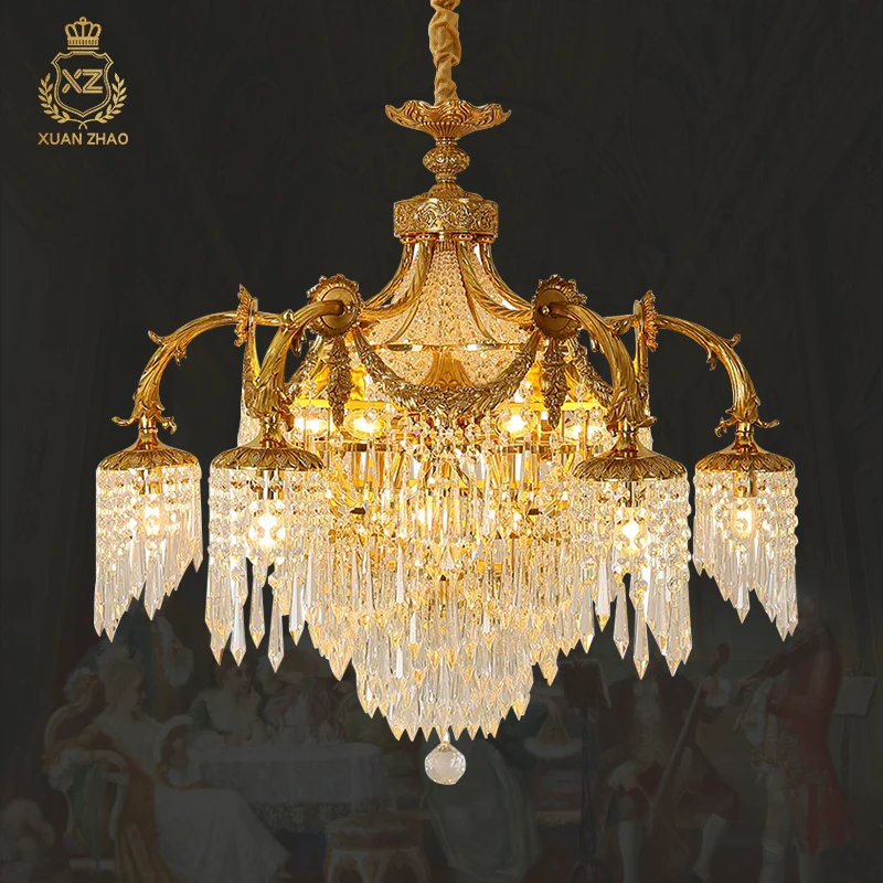 European Luxury Living Room Decorative Crystal Chandelier French Home Dining Room Bedroom Brass Pendant Light