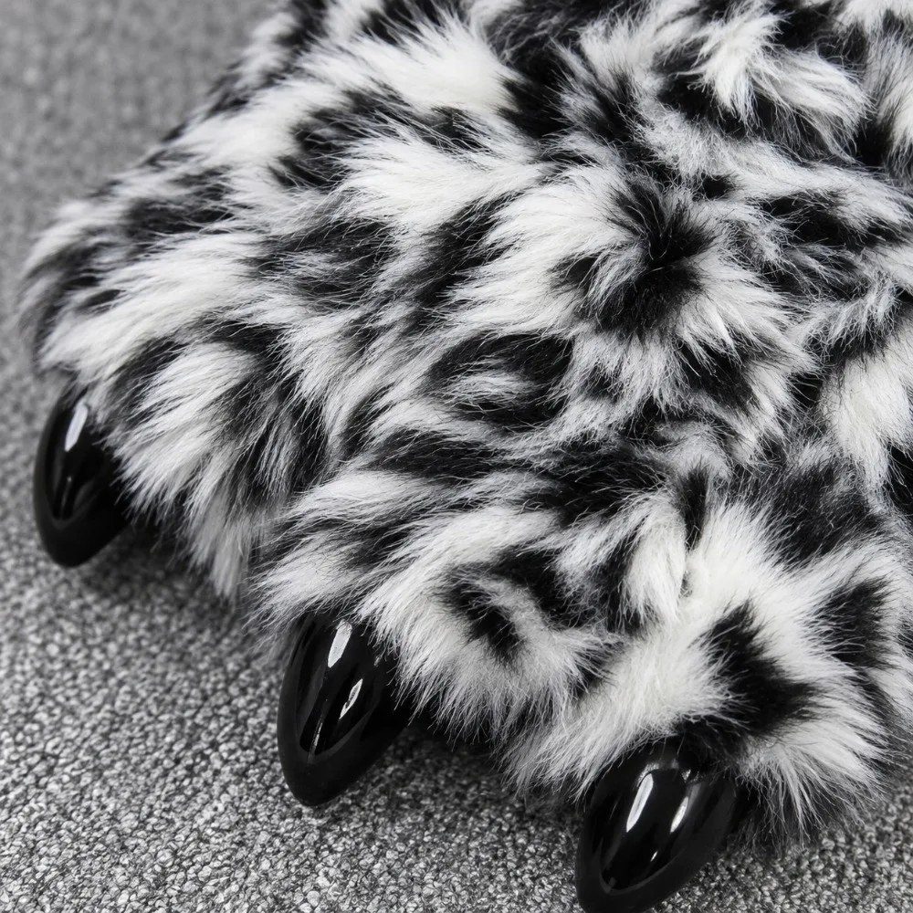 Weiches, flauschiges Futter, Dinosaurier-Klauen-Hausschuhe, flauschige, rutschfeste Cosplay-Pfoten-Schuhe, warme Winter-Fursuit-Stiefel – Detail 5