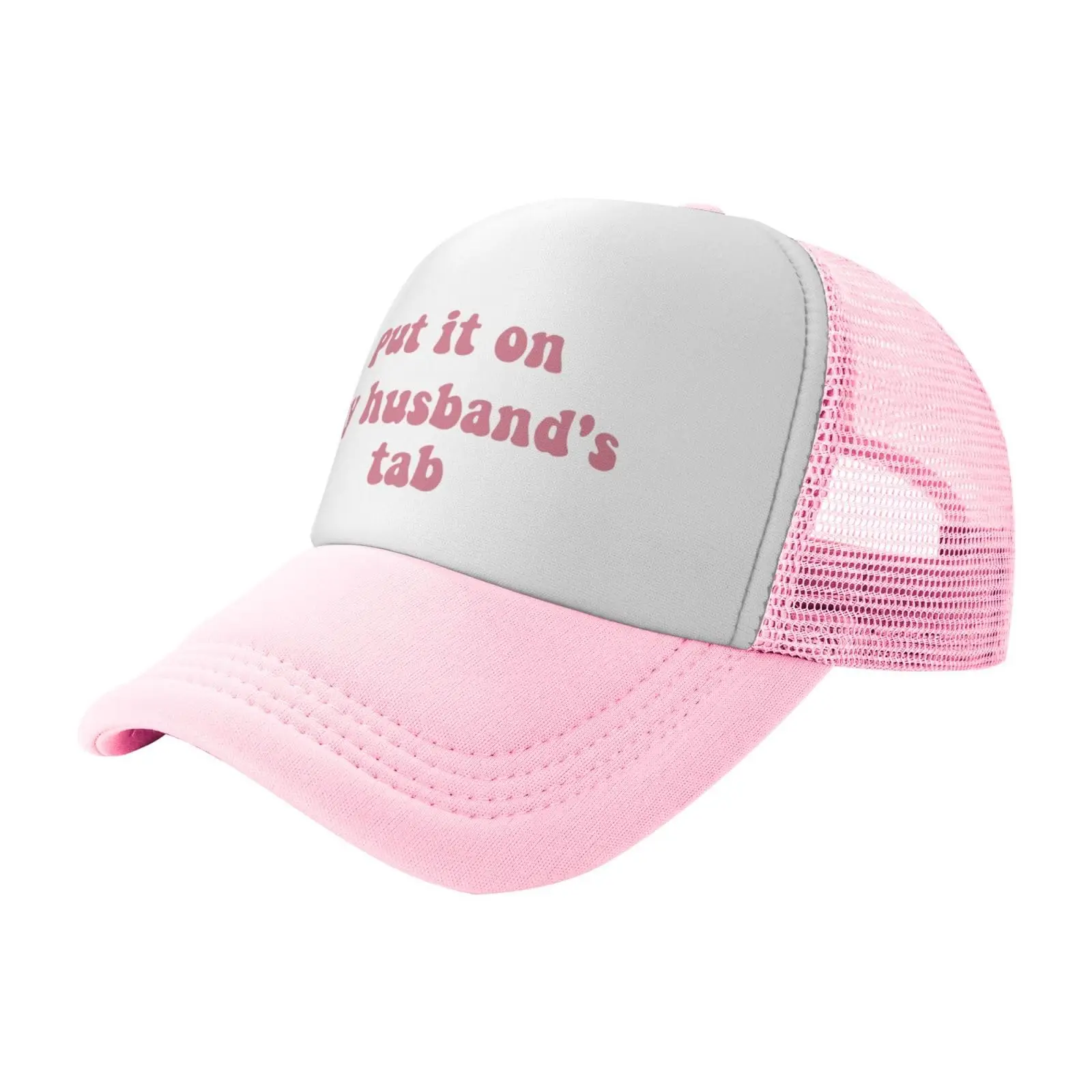 Put It On My Husband's Tab Trucker Hat for Women Pink Men Funny Humor Baseball Cap for Men