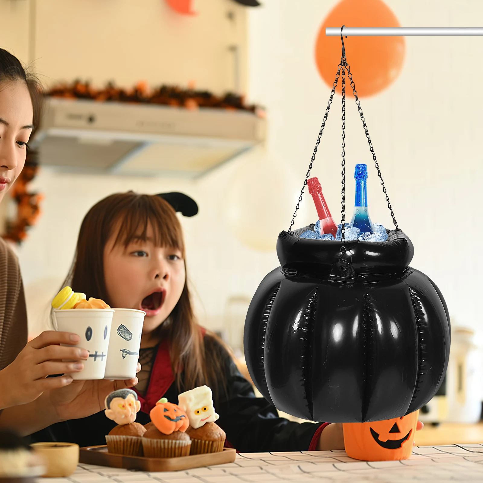 

Creative Inflatable Cooler Cauldron Pot Shape Halloween Party Ice Container For Beer Drinks Storage Compact Design