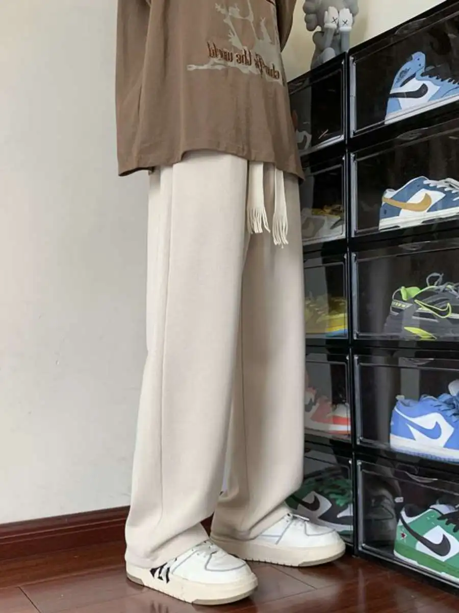 

Свободные зимние вельветовые мужские брюки, прямые спортивные повседневные осенне-весенние вельветовые длинные брюки с подкладкой Thiened Fce