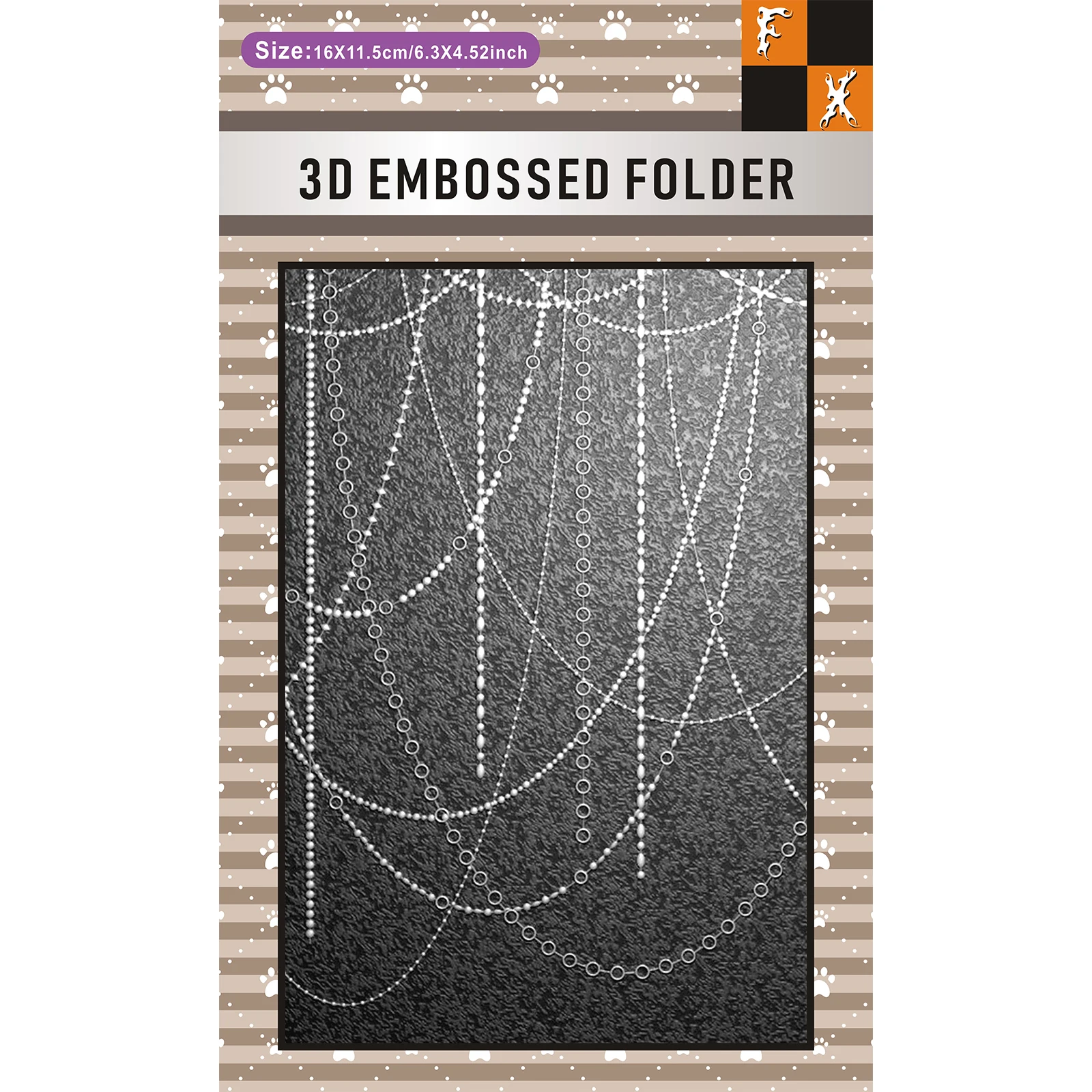1 complex bead chain interwoven 3D embossed folder with white plastic texture pattern background, suitable for DIY scrapbooks, c