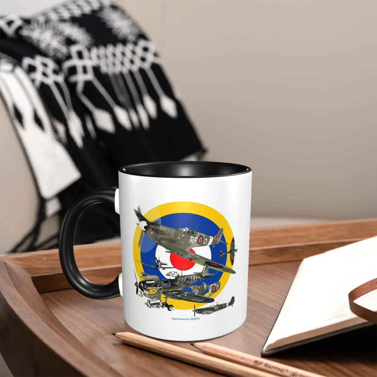 Supermarine Spitfire Fighter Pilot Aircraft Airplane Plane Mug Ceramic Coffee Cup Tea Mugs Milk Cup Drinkware Gift for Woman Man