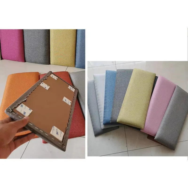 European Style Tatami Fabric Soft Bag Wall Back Cushion Cotton Hemp Hotel Children\'s Room Headboard Self-adhesive Wall Enclosure