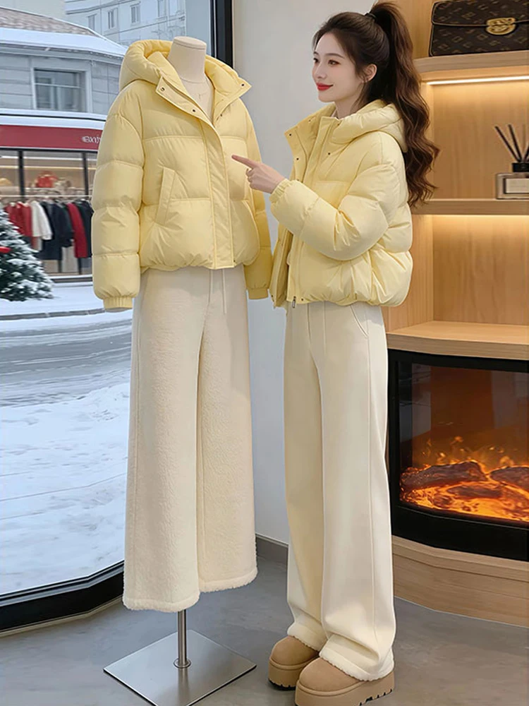 

Yellow down Cotton Jacket Women's Thick Warm Fashionable Lazy Style Bread Clothes Winter New Arrival Short Loose Style Korean...