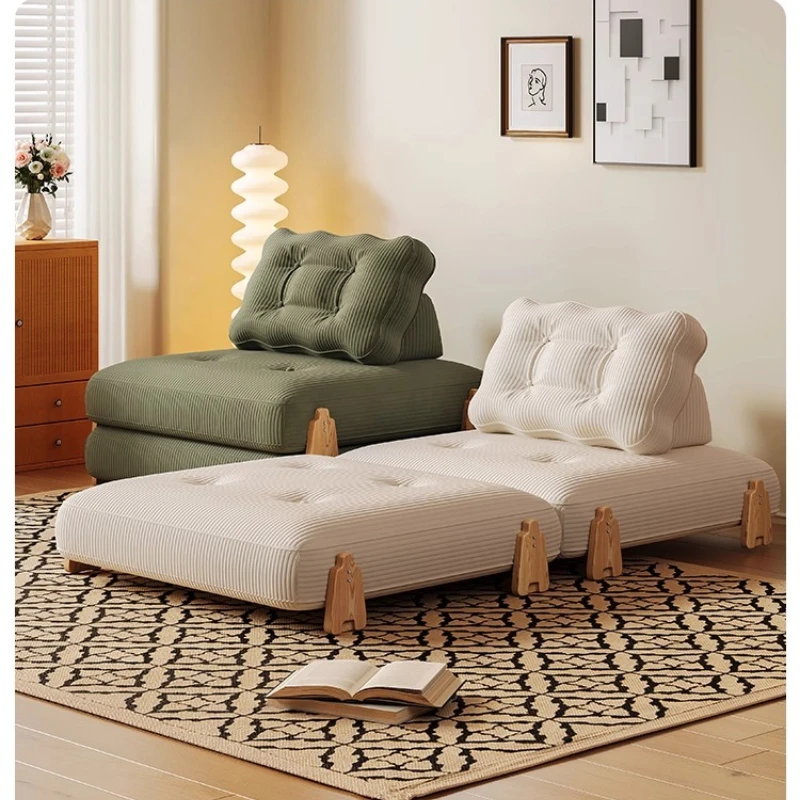 solid wood single dual-purpose small apartment cream wind living room lazy Modular building block foldable combination sofa bed
