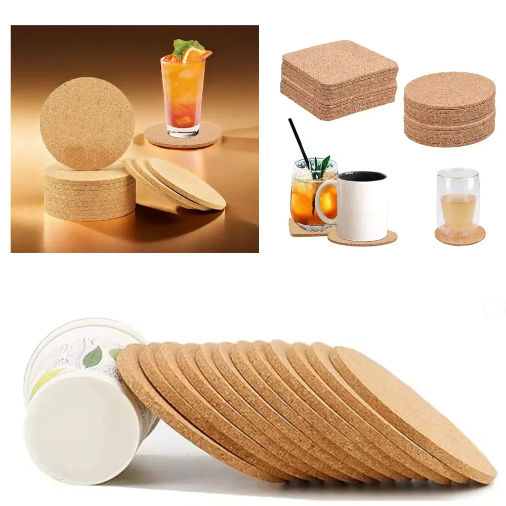 

Cork Coaster Cup Mats Cup Coasters Drinks Holder For Home Kitchen Supplies Wooden Mug Mats Round/Square
