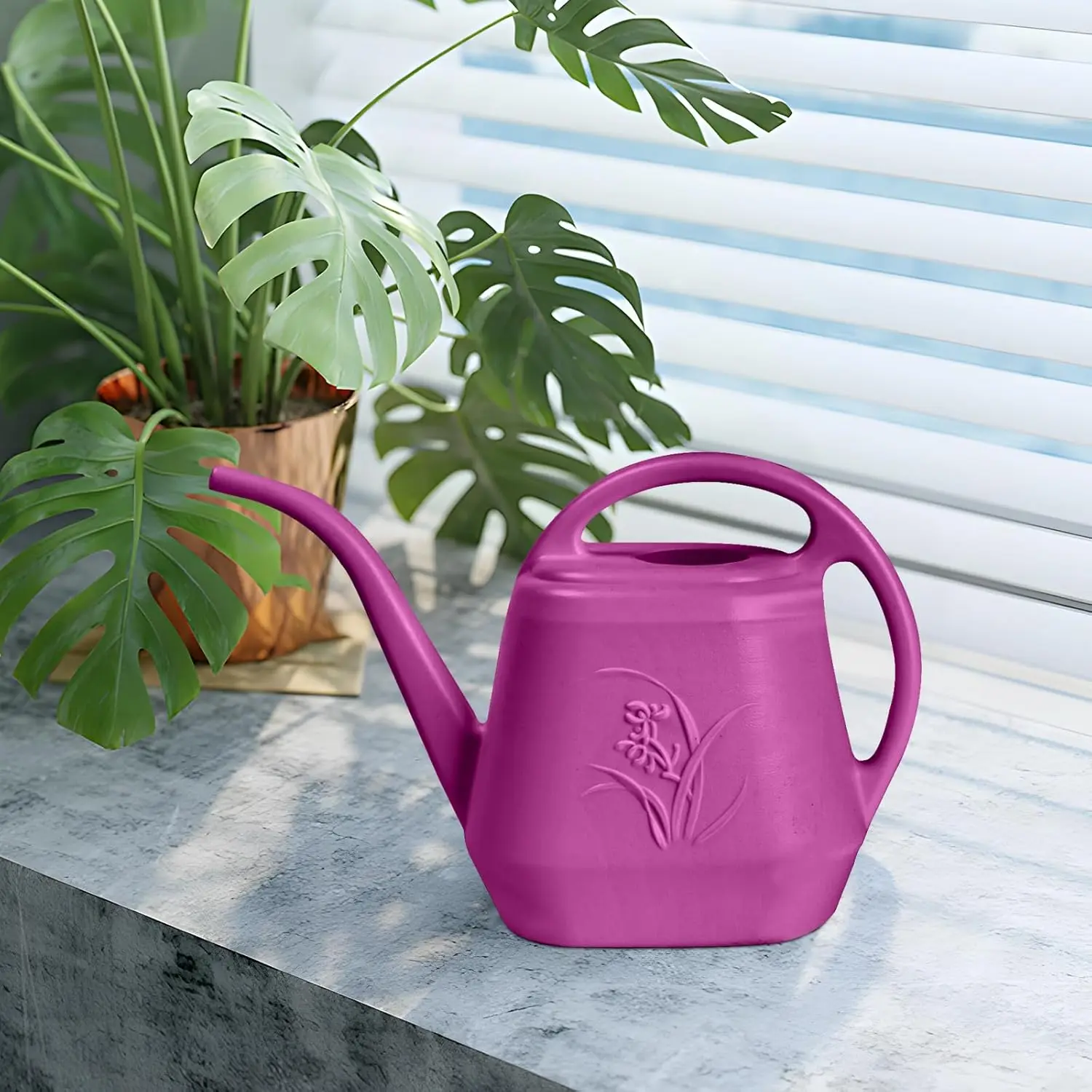 Plastic Watering Can 1 Gallon with Long Stem Spout for Garden Watering view 5
