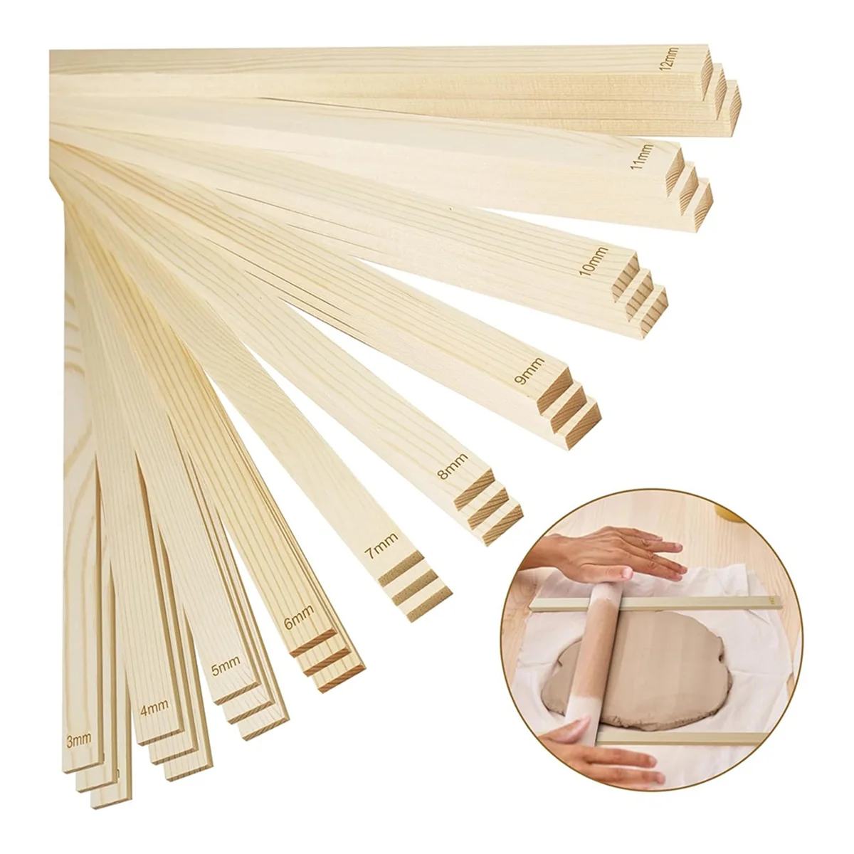 30 Piece Pottery Teaching Rolling Clay Sticks Wooden Clay Roller Guide Clay Tools Wooden Rolling Pin Guide Stick Set