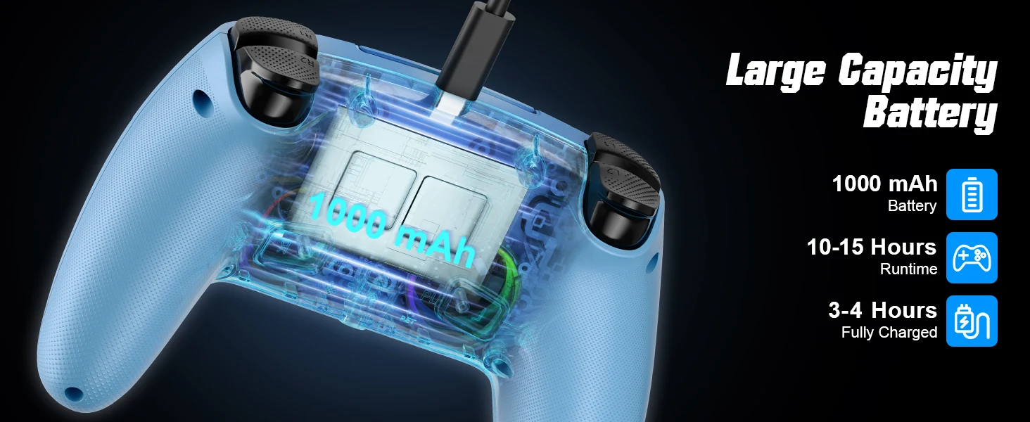 Gamepad für Playstation 5 Kabelloser Controller PS5/PC-Konsole Gaming mit Turbo Dual Sense Vibration Programmierung RGB – Detail 11