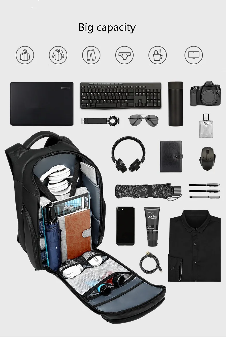 TAGDOT Waterproof Business Backpack 15.6 Inch Men Large Backpack Outdoor Travel Backbag