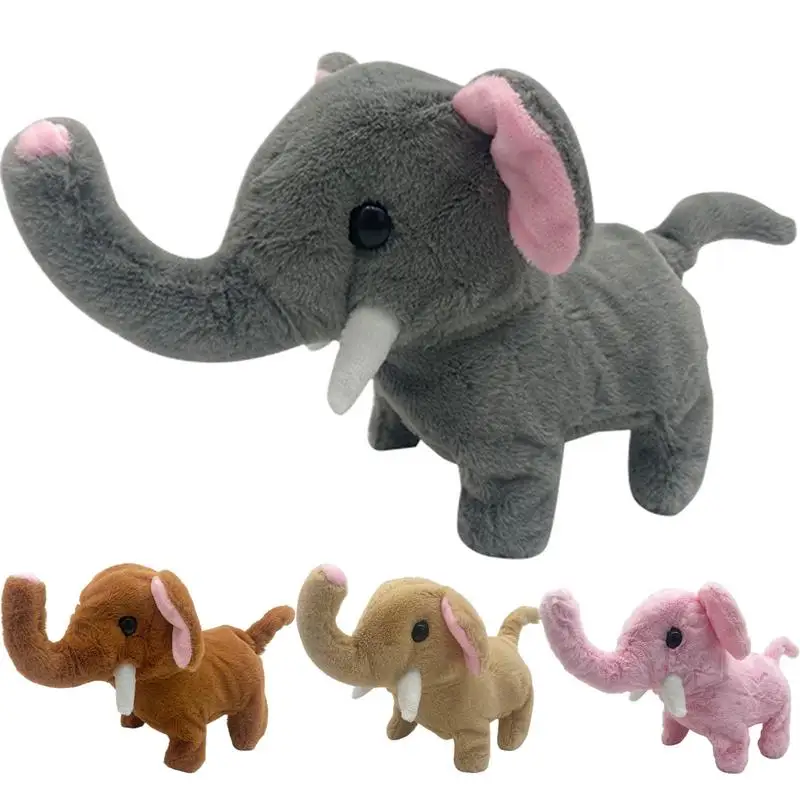 Jouet en peluche éléphant pour animaux de compagnie, animal de compagnie de simulation électronique mignon, robot Kawaii, coule, déplacement automatique, beurre en peluche