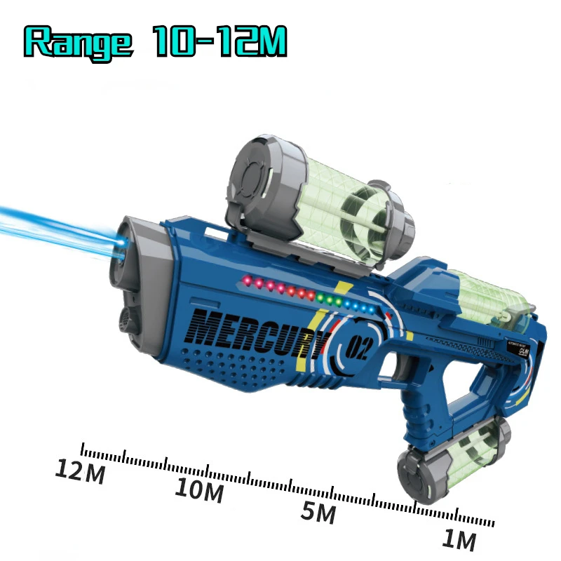 전기 물총 장난감 전자동 연속 발사 야광 물총, 인터랙티브 물 튀기기, 어린이 장난감 총