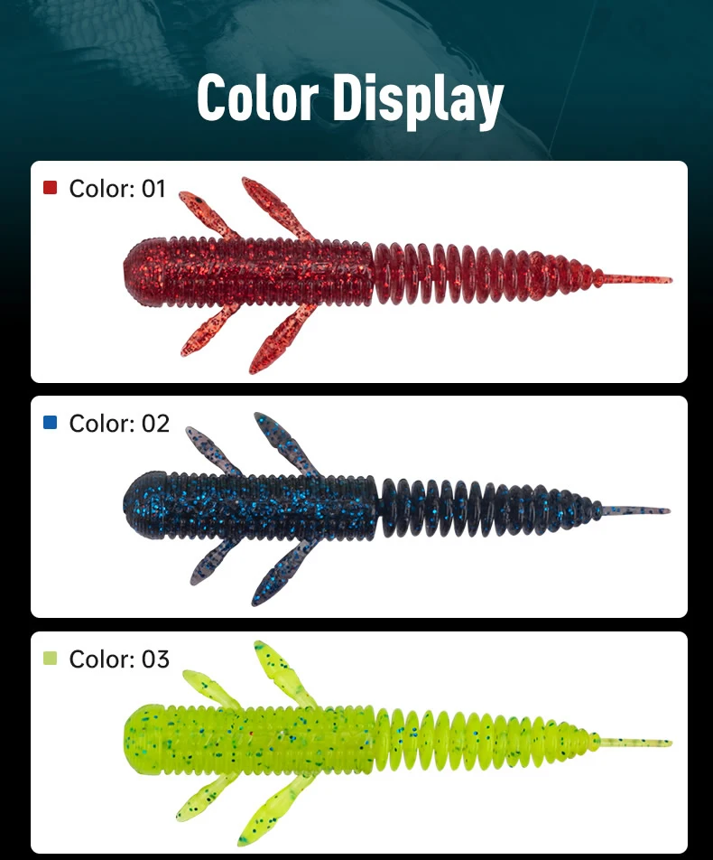 Kingdom 12 Stück/10 Stück Gummiköder, künstlicher Angelköder, 1,7 g, 60 mm, 2,7 g, 75 mm, schwimmende TPE-weiche Wurm-Swimbaits, Garnelen-Weichköder ﻿ – Detail 11