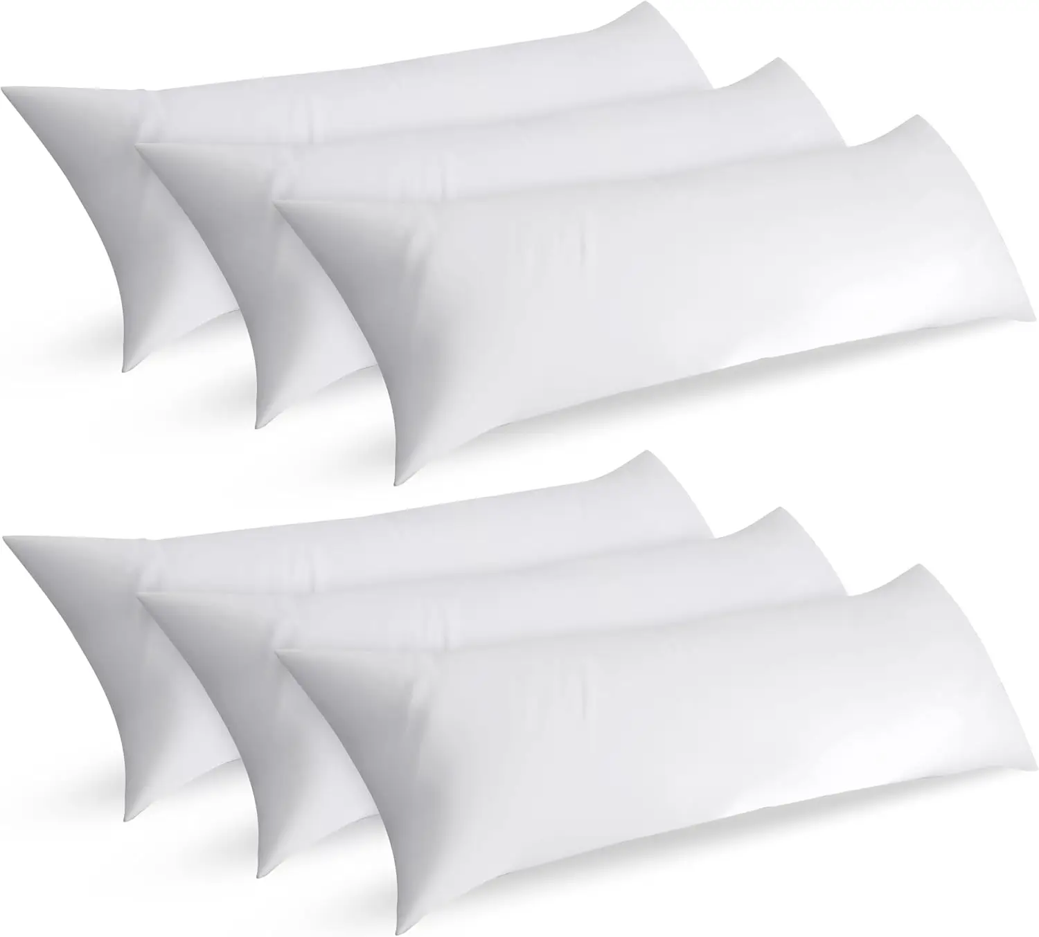Full Body Pillow for Adults (White, 20 x 54 Inch), Long Pillow Insert for Sleeping, Ideal for Side Sleepers (Pack of 6)