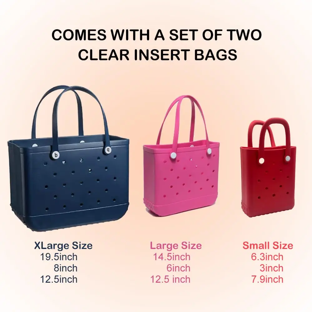 Beach Bag Rubber Tote X-Small Waterproof Tote Bag for Beach Sandproof Bogg Bag for Swimming Pool Groceries Bag Mini Bag Handbag