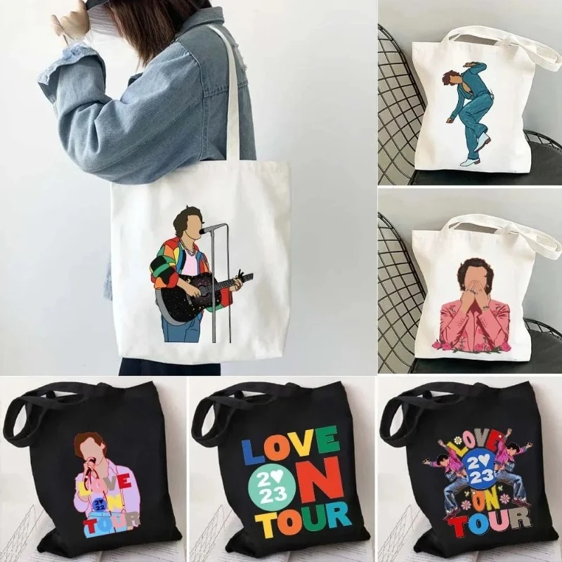 

Shoulder Bags Fashion Love on Tour Floral Shopping Tote Canvas Bag Sunflower Shopper Harry Cotton Cute Fans Gift Cartoon Handbag
