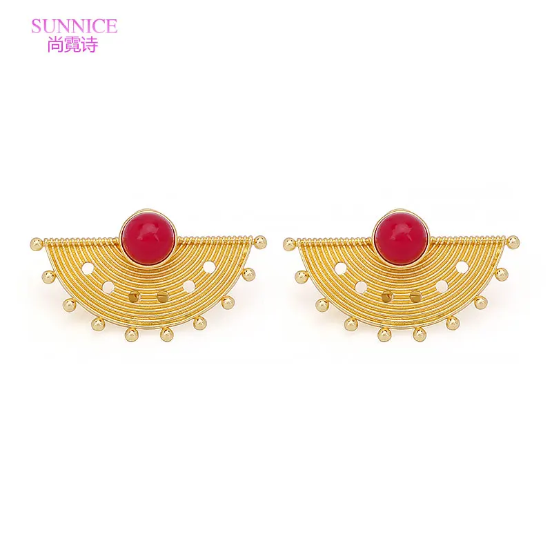 SUNNICE Fashion Pearl Earrings Flowers Clip Earrings For Women African Nigeria Copper Women's Earring Engagement Wedding Gift