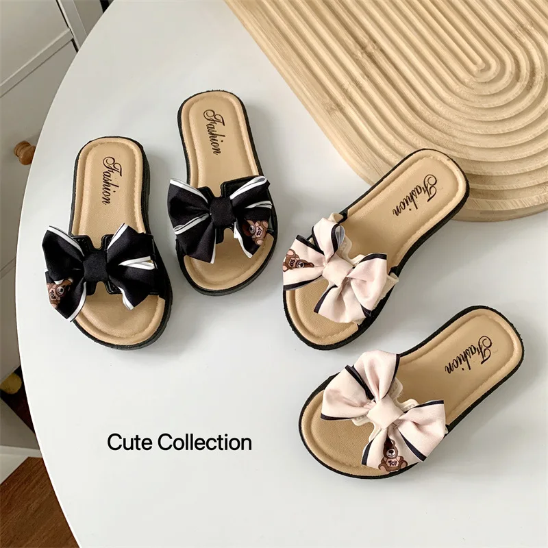 2026 New Summer Kids Girls Slippers Soft Sole Non-slip Bow Toddler Princess Slide Sandals Summer Beach Baby Shoes - view 4