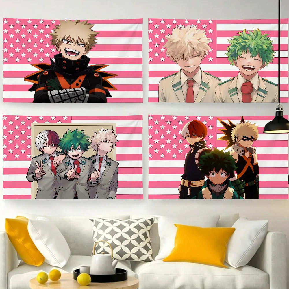 Anime My H-Hero A-Academias-S flag For Garden Party Living Room Home Wall Decor Banner Bedroom Outdoor Tapestry