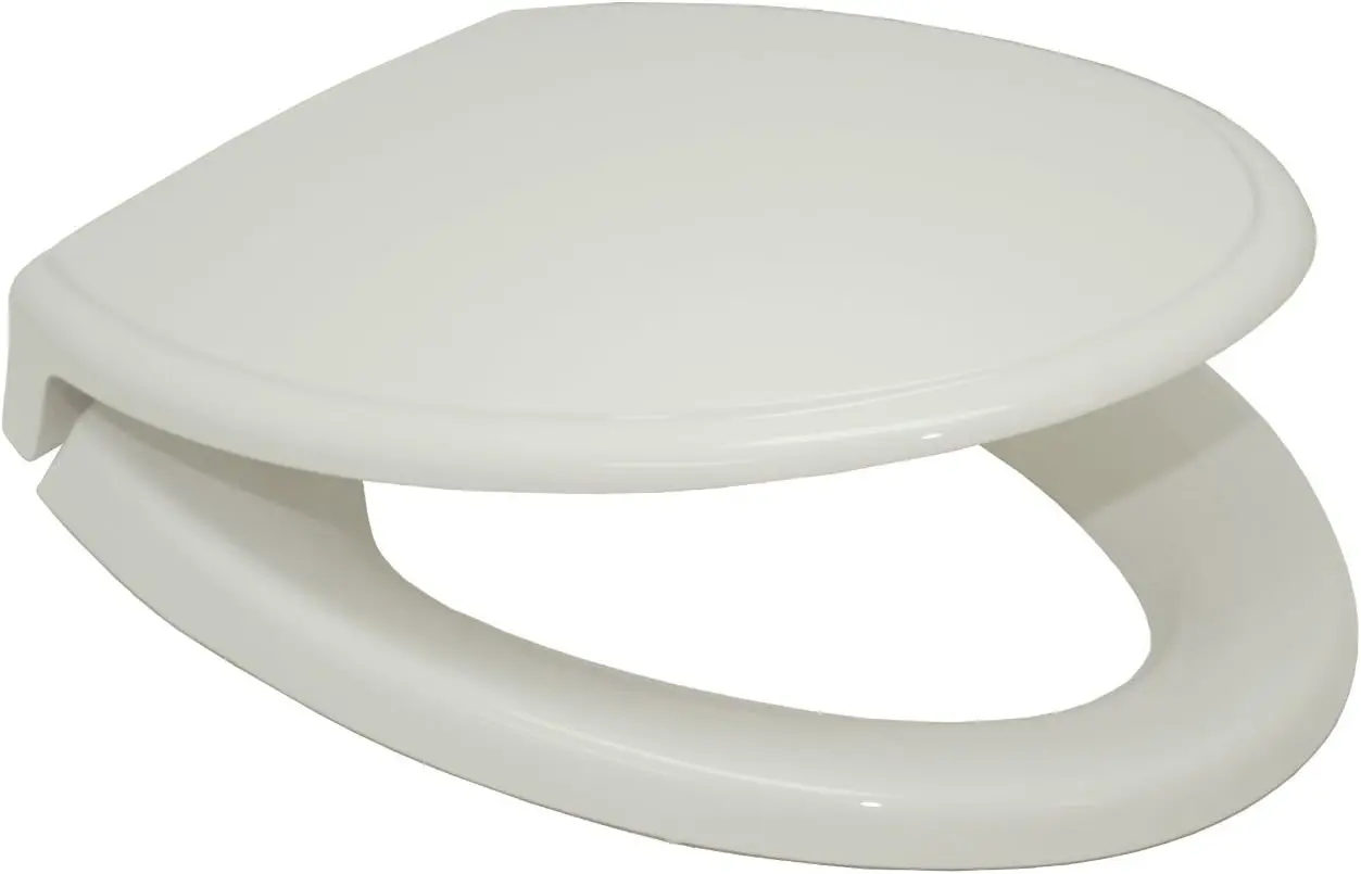 Traditional SoftClose Elongated Toilet Seat Colonial White Solid High-Impact High Gloss Polypropylene