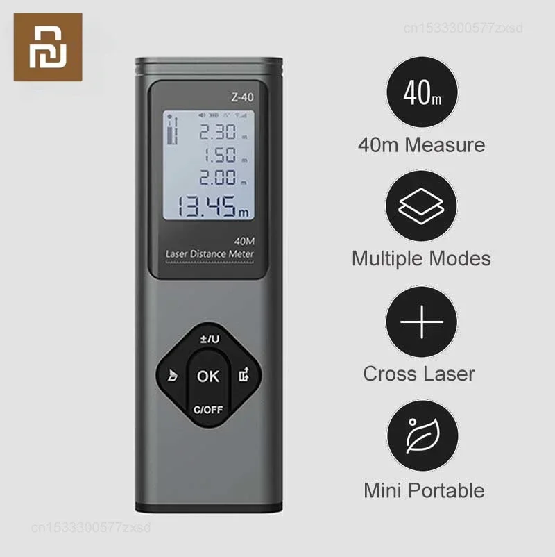 Xiaomi RONGUAN 2 in 1 Laser Rangefinder Cross Line Casting LR1 Digital Inclinometer Angle Measure Laser Level Ruler 40M Measure