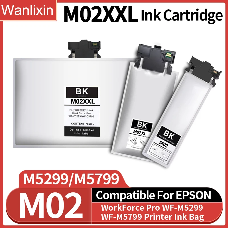 

Новый мешок для чернил M02 M02XL M02XXL картридж M5299 M5799 с пигментными чернилами, совместимый с принтером Epson PRO-M5299 PRO-M5799