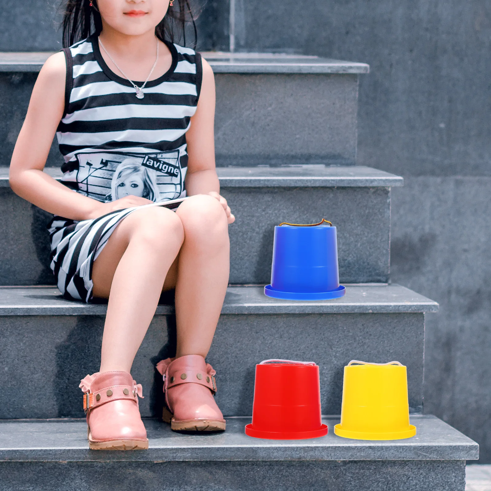 Baldes de palafitas de treinamento sensorial para crianças pequenas 3 pares brinquedos ao ar livre jardim de plástico