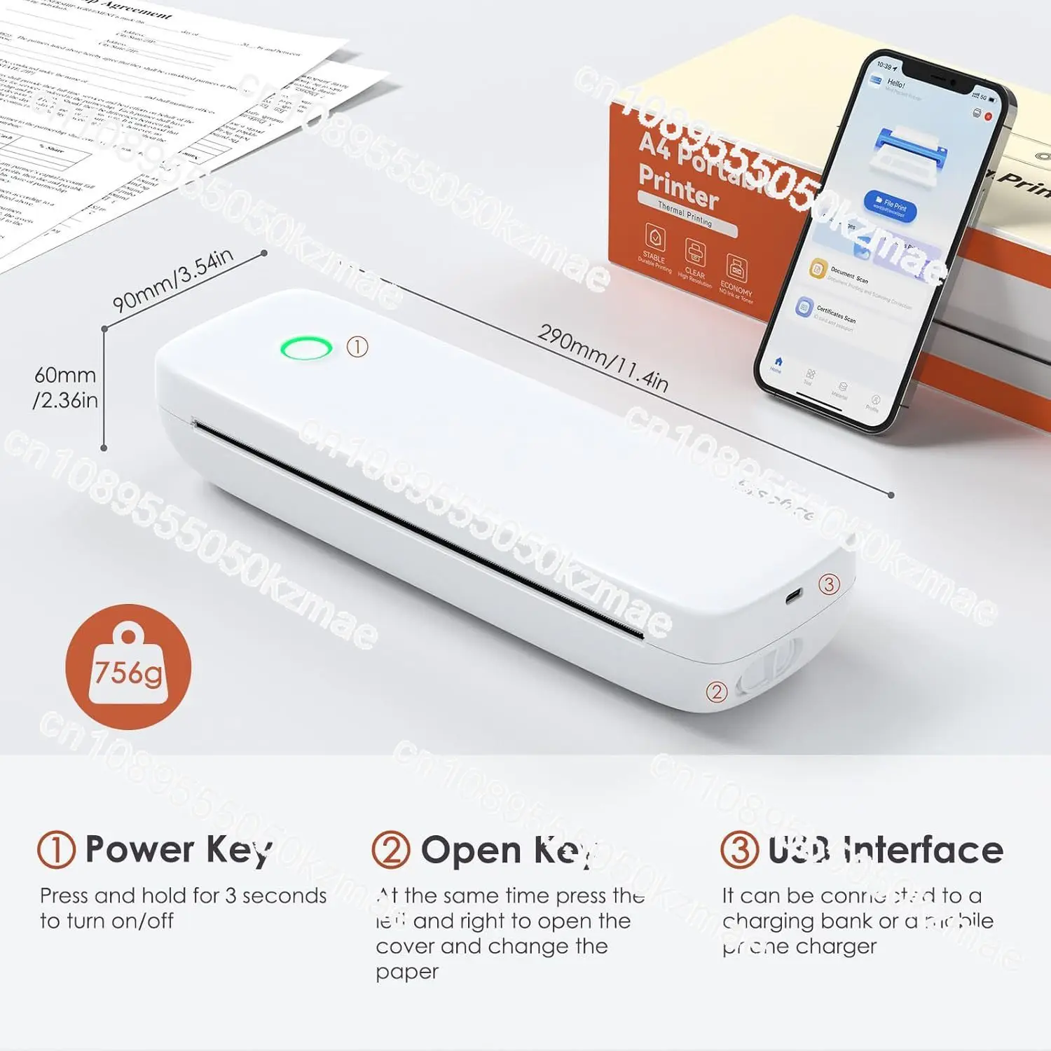 

IN STOCK Portable A4 Inkless Printer, Test Paper Wrong Question Machine for Students, Wireless Bluetooth Thermal Printer