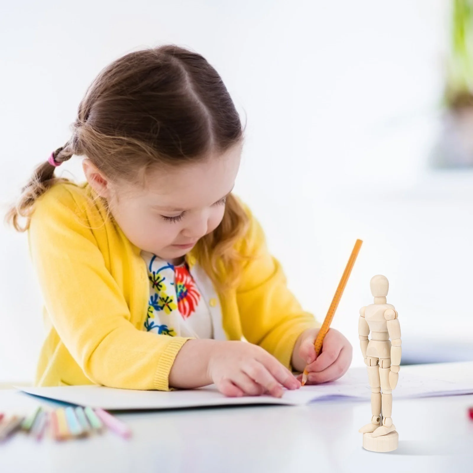 3 peças decoração de unhas modelo humano esboço de madeira acessório brinquedo desenho bambu escritório