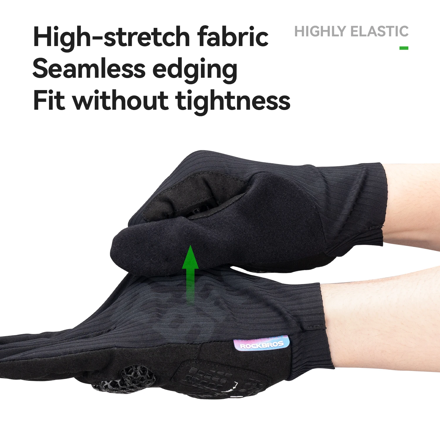 ROCKBROS Cycling Full Finger Gloves 3D Print Palm Pad SBR Shock Absorption Cushion Long Finger Gloves Non-slip Cycling Gloves
