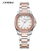 SINOBI Hot Selling Wrist Watches For Women Stainless Steel Gold Female Watch Diamond Wristwatch Quartz Wrist Watch Ladies Clock