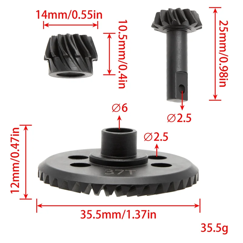 

A63T-For Traxxas Slash 4X4 1/10 Ford F-150 Front And Rear Gearbox Helical Gear 13-37T RC Crawler Car Truck Upgrade Parts