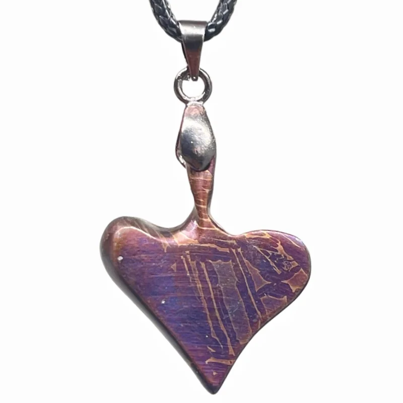 Muonionalusta Iron Meteorite Heart Pendant High Temperature Coloring NaturalPattern Meteorite Jewelry Collection LK547