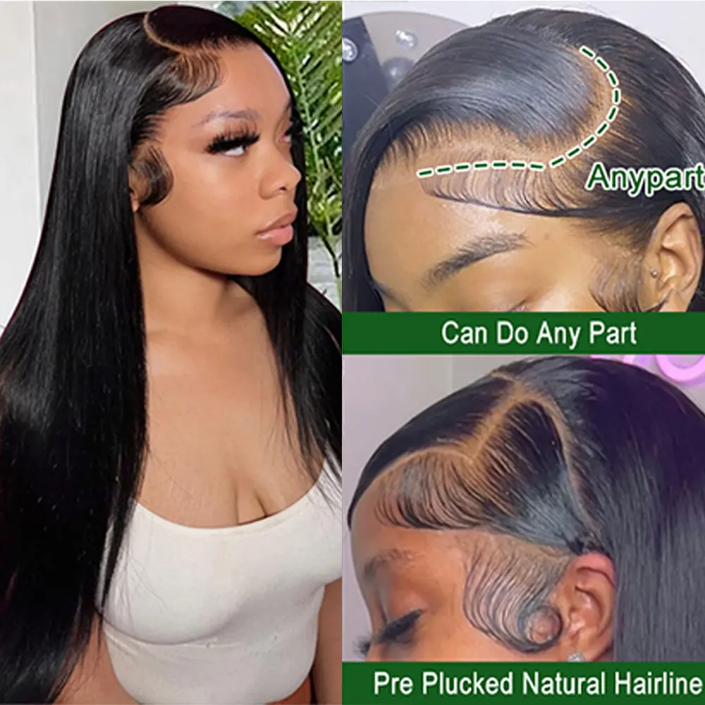 Парик прямой женский прозрачный, 40 дюймов, 13 х4 дюймов, 200% плотности