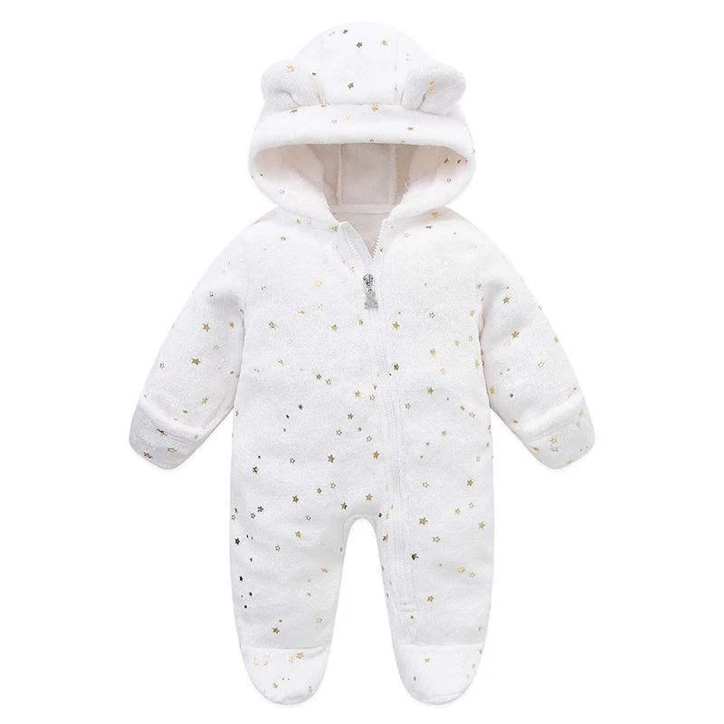 Winter Newborn Baby Bodysuit Flannel Hooded Children Girl Overalls Newborn One-piece Fleece Infant Romper Kids Playsuit Jumpsuit