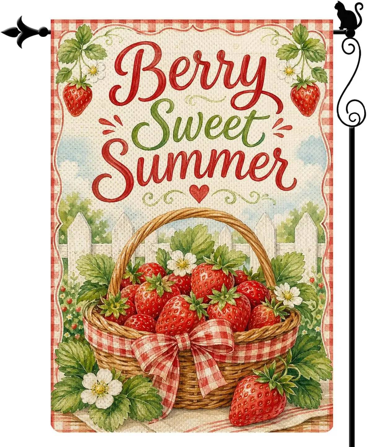 Berry Sweet Summer Strawberry Garden Flag 12 x 18 Inches Double Sided, Farmhouse Fruit Yard Decor jjp