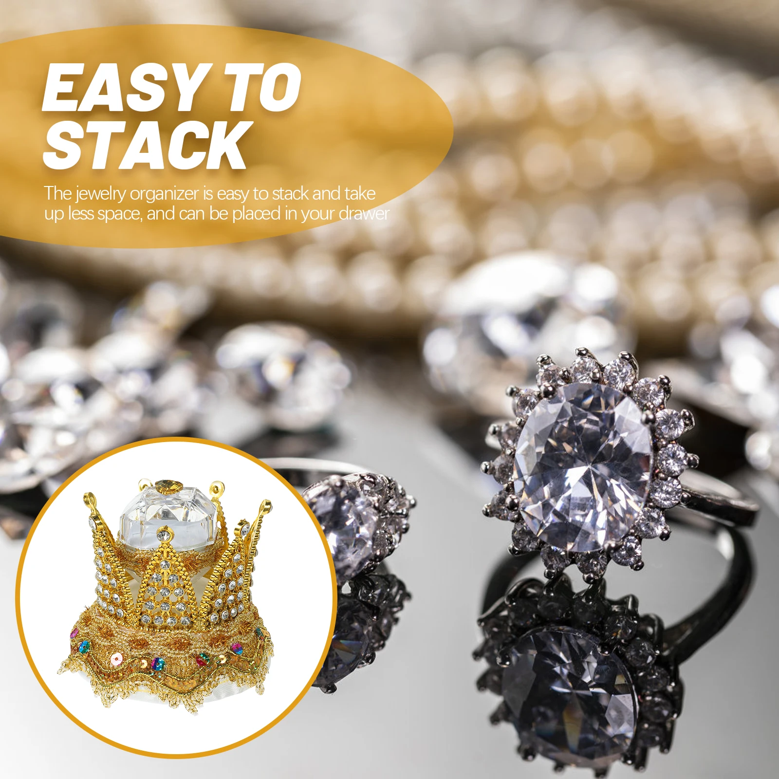 

Ring Box Crown Engagement Holder Portable Wedding for Ceremony Pu Jewelry Boxes Rings Bride