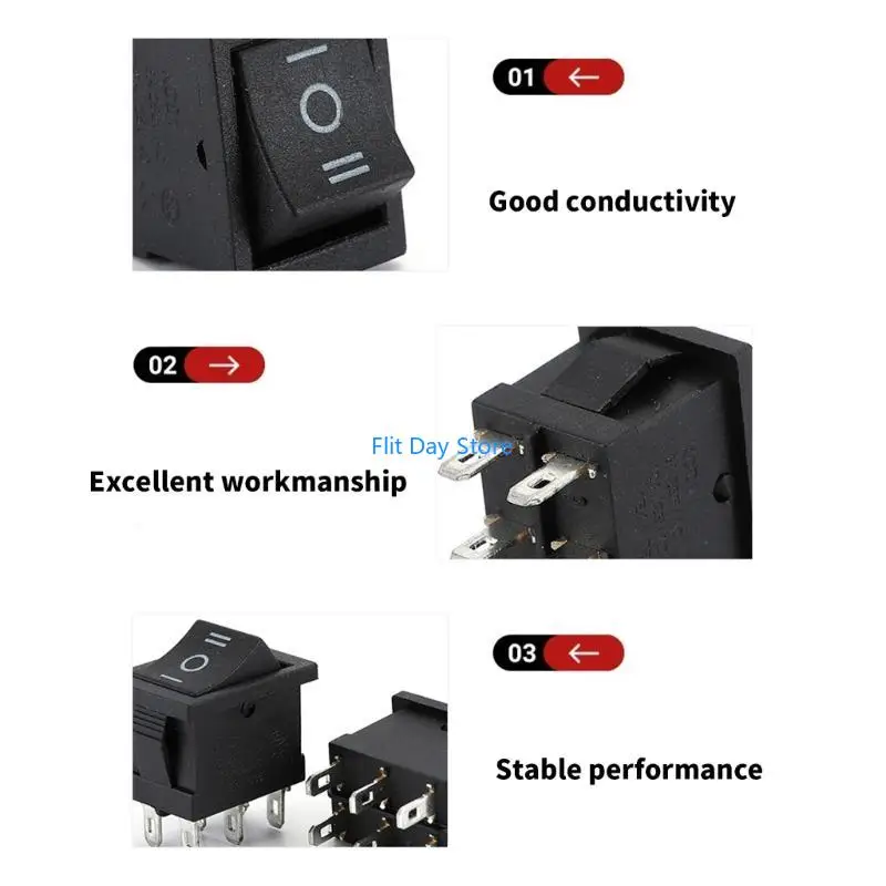 F92C 1/4/10pcs القوارب البحرية مفاتيح Rocker 6 دبوس 3 بوضع مفاتيح تبديل الروك