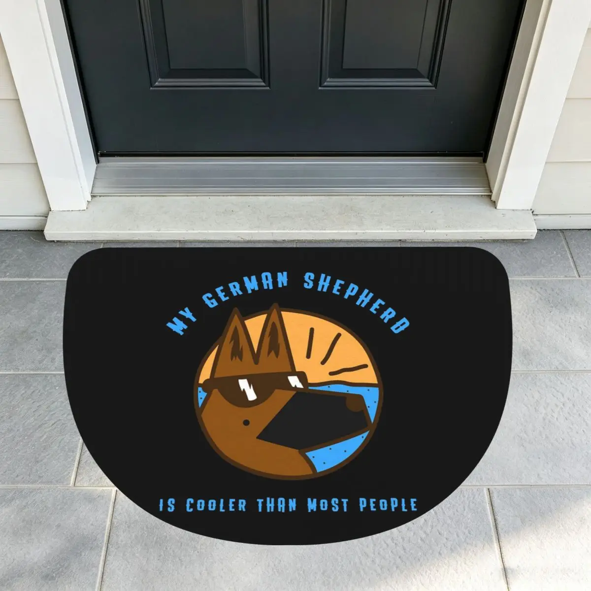 My German Shepherd Dog Is Cooler Soft Flannel Half Round Doormat Non Slip Bathroom Mat Absorbent Floor Carpet for Laundry Room