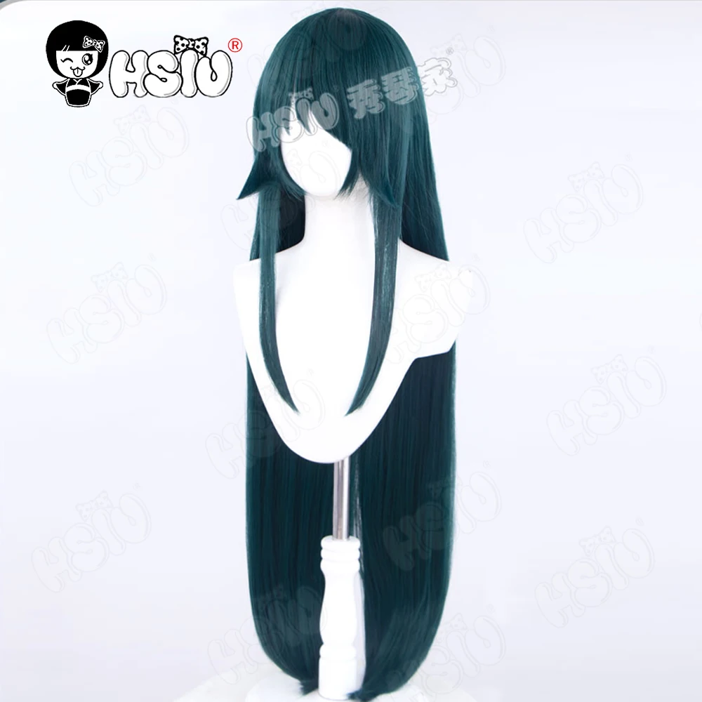 Saya peruka do Cosplay gra piosenka saya peruka do cosplay HSIU 100cm ciemnozielone długie włosy peruka syntetyczna + czapka z peruką peruka do cosplay gry