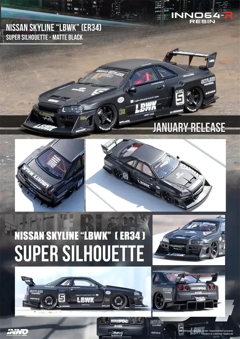 INNO 1:64  SKYLINE LBWK ER34 SUPER SILHOUETTE Model Car