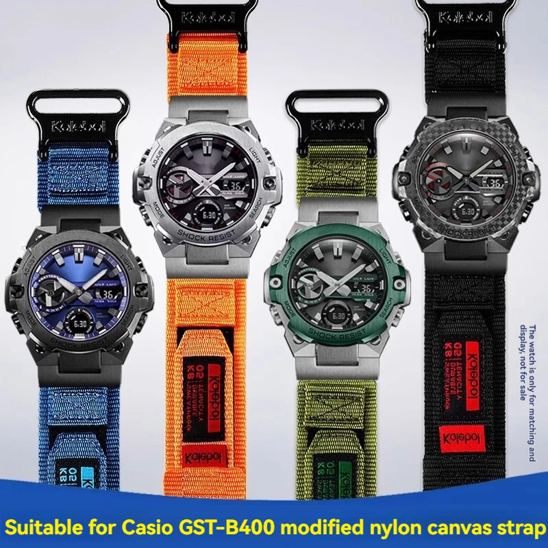 

Модернизированный нейлоновый ремешок для Casio G-Shock GST-B400 5657 | Прочный холщовый ремешок для часов | Замена SteelHeart IV черный/серый